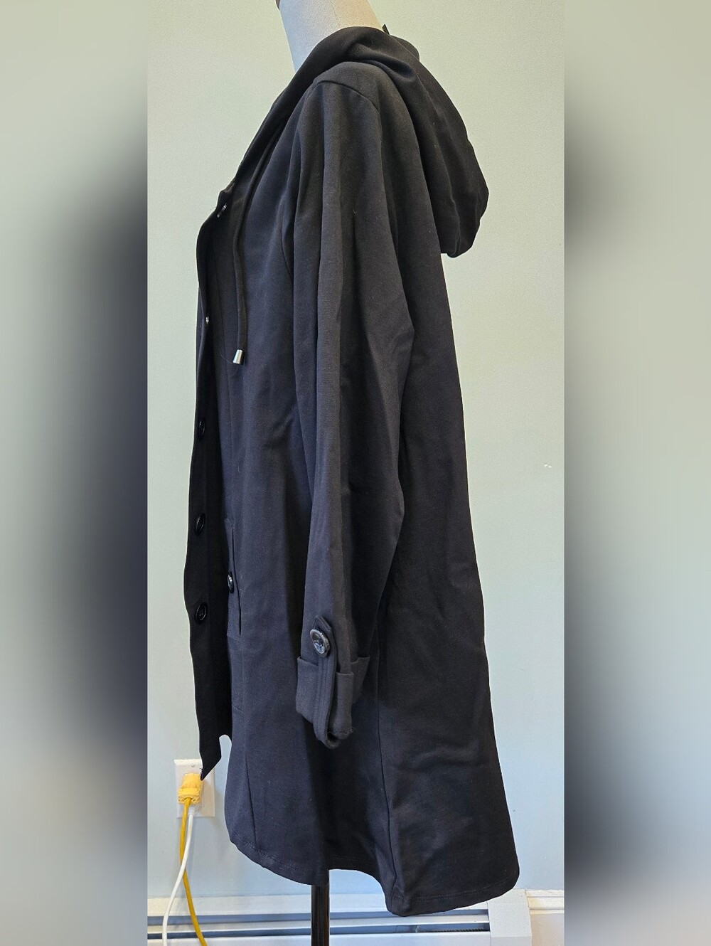 Christian Siriano Women's Black Hooded Button-Front swing Coat sz 3X - Picture 5 of 11